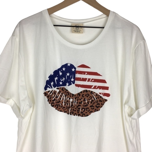 DAISY RAE Graphic T Shirt Lips Animal Print American Flag July 4th Plus Size 3XL - Picture 2 of 8
